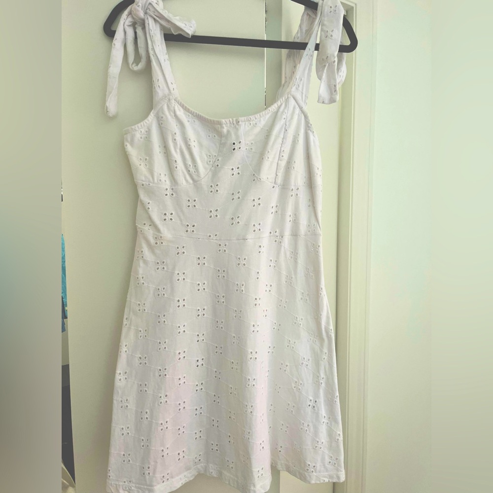 White Eyelet Sundress with Tie Straps